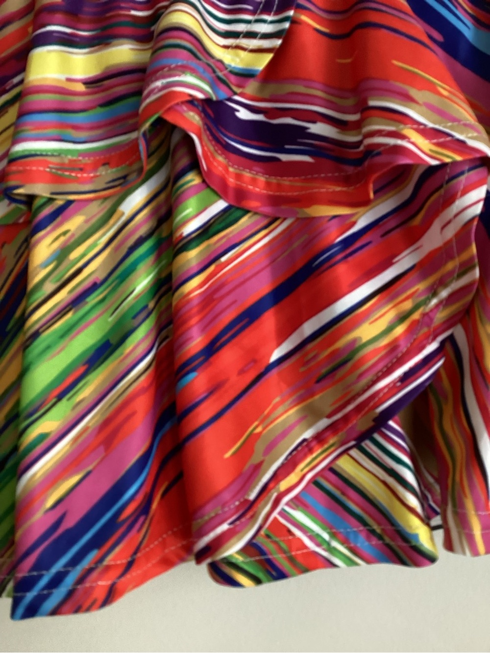 Faye+Florie Pammy Tennis Skirt Small Tiered Ruffle Multicolor Diagonal Stripe - Picture 3 of 13